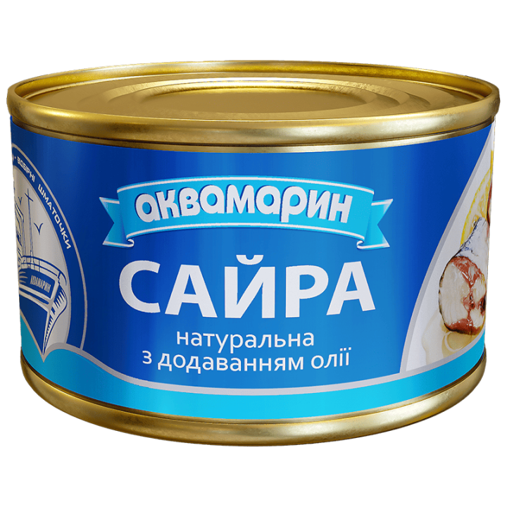 Сайра Аквамарин натуральна з додаванням олiї 230г