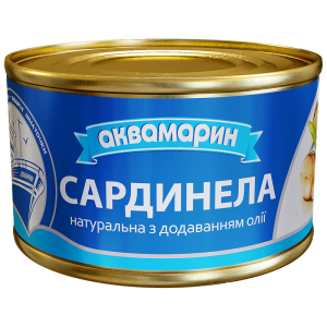 Сардини Аквамарин натуральні з додаванням олії  230г