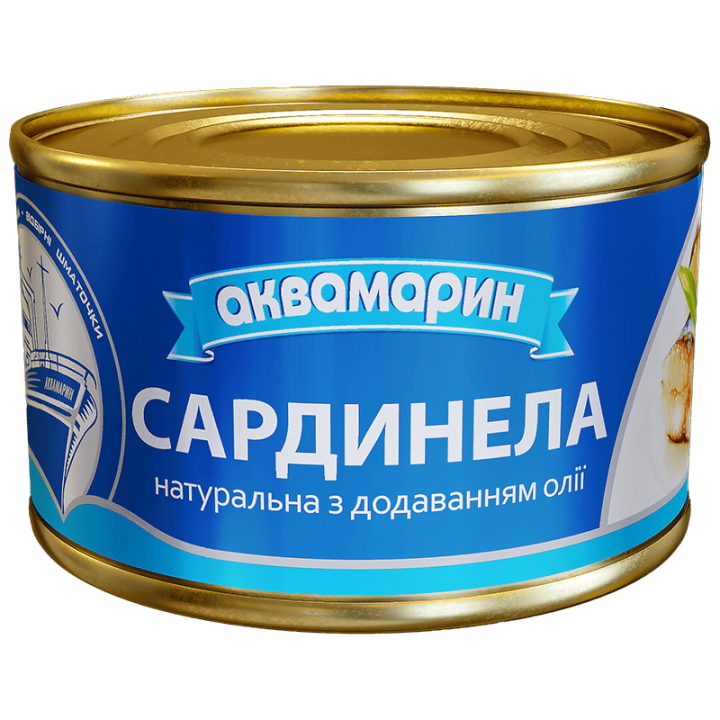 Сардини Аквамарин натуральні з додаванням олії  230г