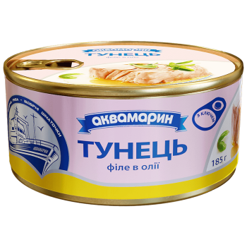Тунець Аквамарин фiле в олії 185г