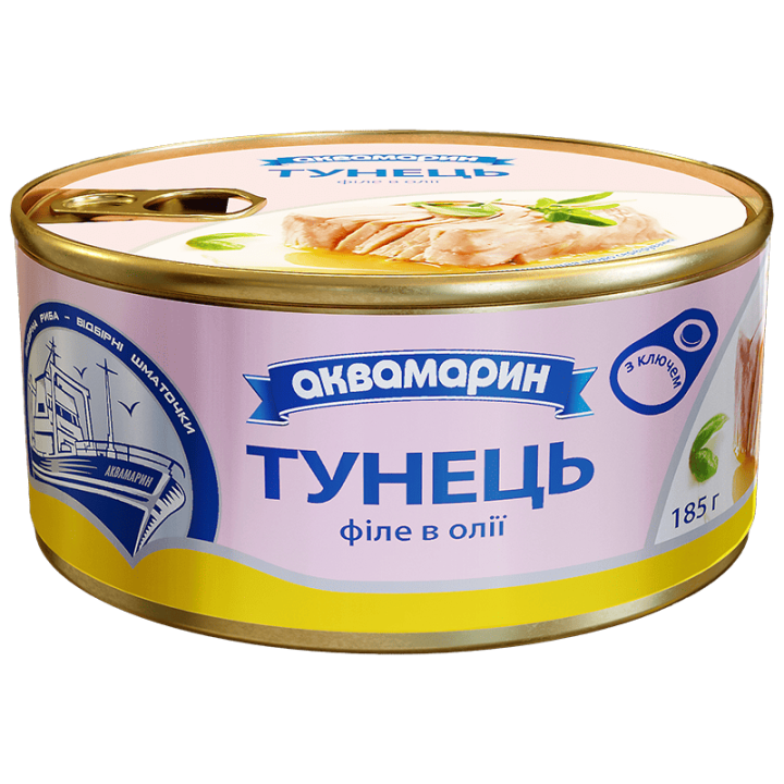 Тунець Аквамарин фiле в олії 185г