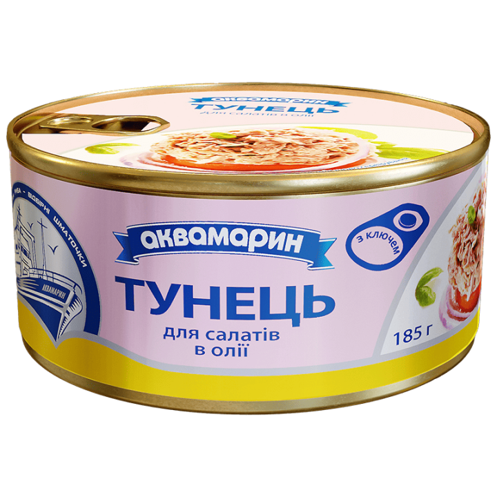 Тунець Аквамарин в олії для салатів 185г