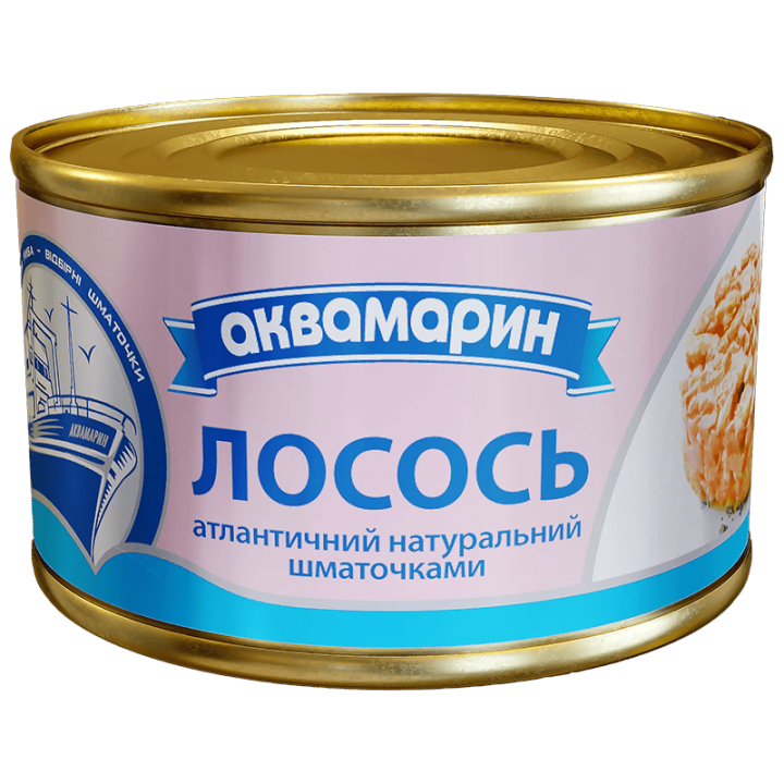 Лосось Аквамарин атлантичний натуральний шматочками 230г