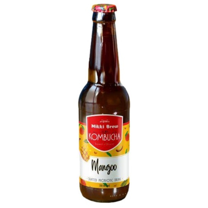 Напій безалкогольний слабогазований Mikki Brew Kombucha Mangoo, скло, 0,35 л