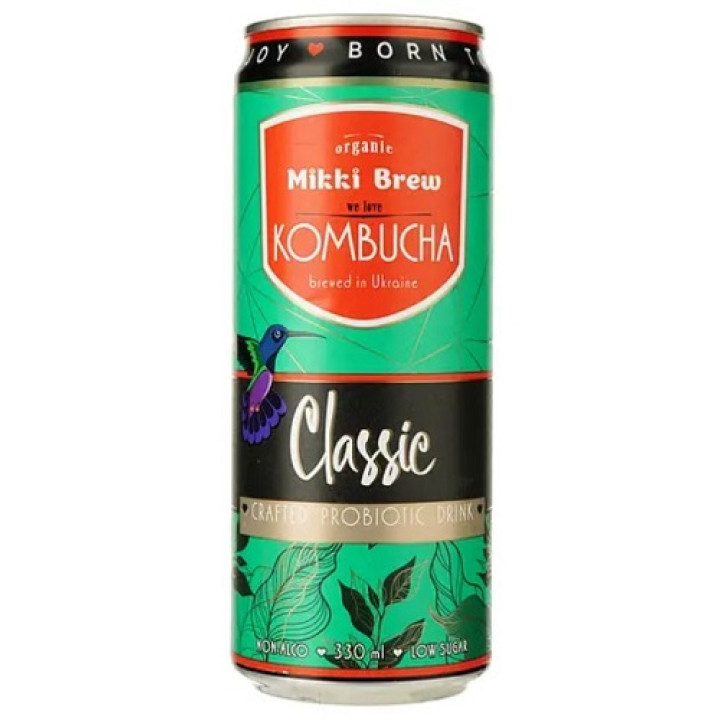 Напиток безалкогольный сильногазированный Mikki Brew Kombucha Classic, ж/б, 0,33 л