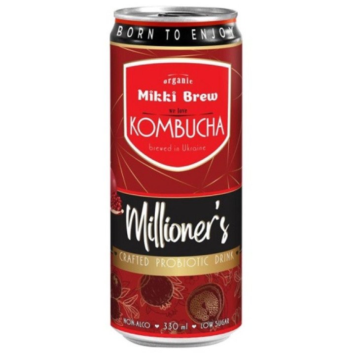 Напиток безалкогольный сильногазированный Mikki Brew Kombucha Millioner’s, ж/б, 0,33 л