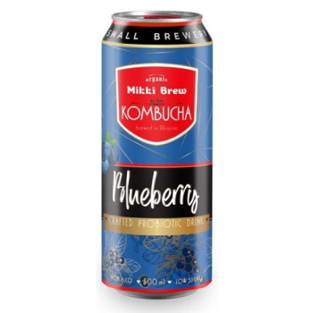 Напиток безалкогольный сильногазированный Mikki Brew Kombucha Blueberry, ж/б, 0,5 л