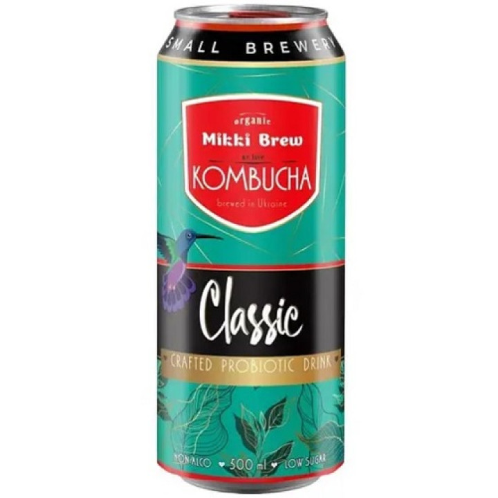 Напиток безалкогольный сильногазированный Mikki Brew Kombucha Classic, ж/б, 0,5 л