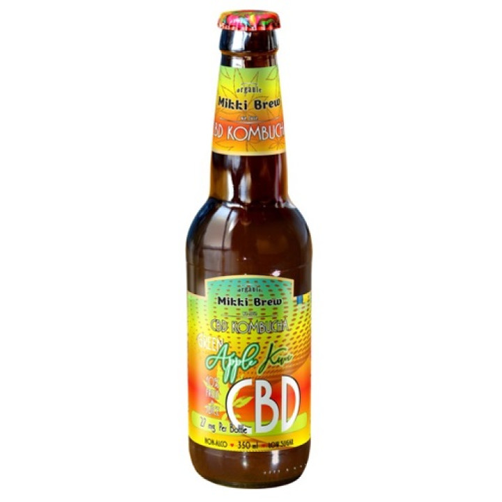 Напиток безалкогольный Mikki Brew CBD Kombucha Green Apple Kiwi, стекло, 0,35 л
