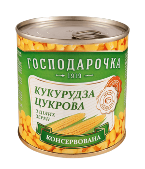 Кукурудза цукрова "Господарочка" консервована із цілих зерен ж/б 420 г (4820024798235)