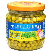 Горошок зелений "Господарочка" консервований с/б 450 г (4820024797559)
