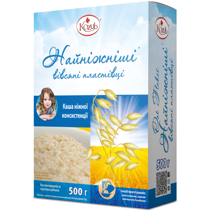 Пластівці Козуб Продукт Найніжніші вівсяні в коробці 500 г
