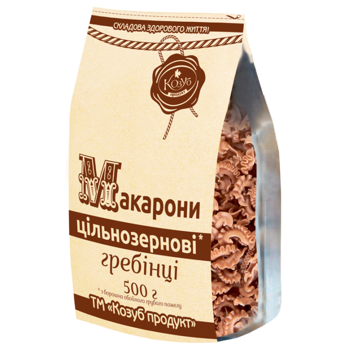Макарони Козуб Продукт цільнозернові гребінці в пакеті 500 г