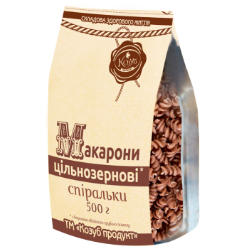 Макарони Козуб Продукт цільнозернові спіральки в пакеті 500 г