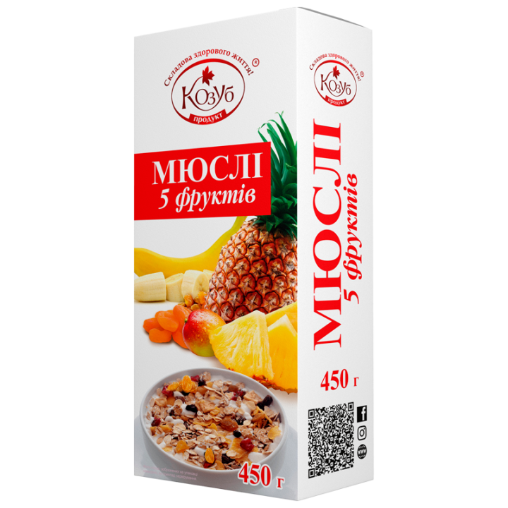 Пластiвцi Мюслi 5 фруктiв в коробці 450 г