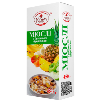 Пластiвцi Мюслi З багатьма фруктами в коробці 450 г