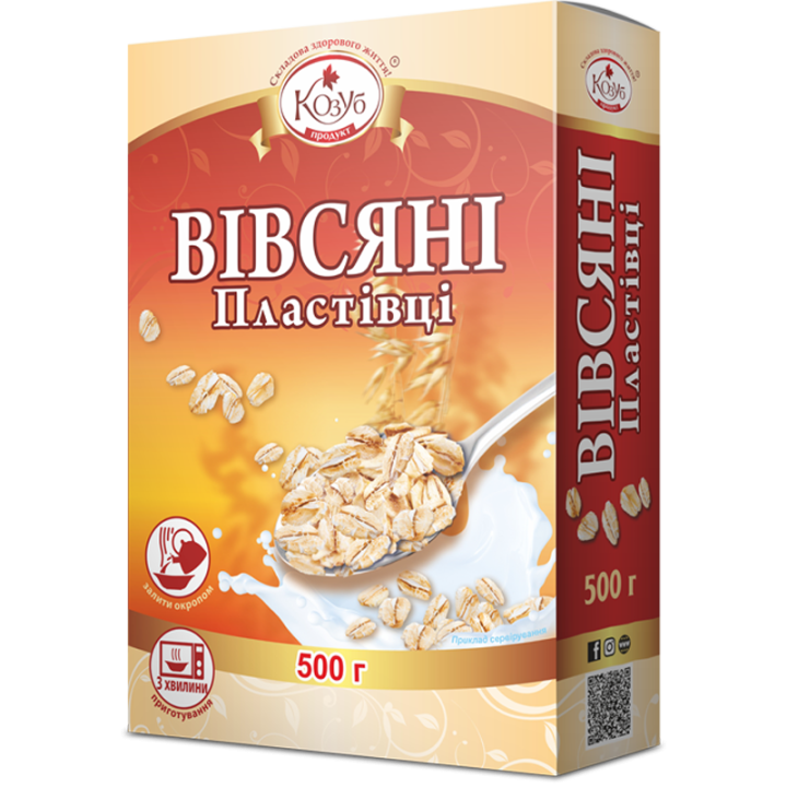 Пластівці Козуб Продукт вівсяні в коробці 500 г