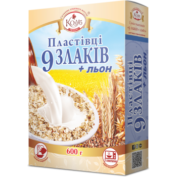 Пластівці Козуб Продукт 9 злаків+льон в коробці 600 г