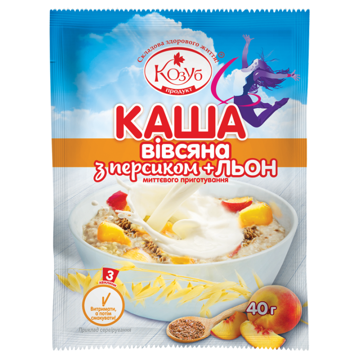 Каша Козуб Продукт вівсяна з персик + льон 40 г