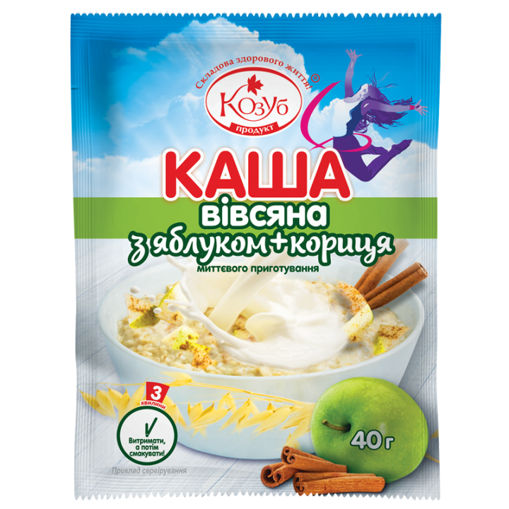 Каша Козуб Продукт вівсяна з яблуком + кориця  40 г