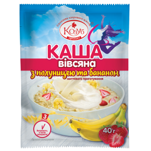 Каша Козуб Продукт вівсяна з полуницею та бананом 40 г