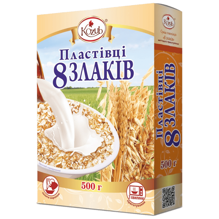 Пластівці Козуб Продукт 8 злаків коробка 500 г