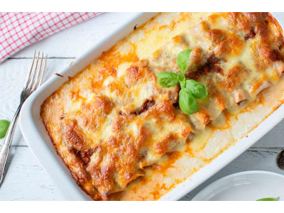 Запечена паста з куркою та грибами