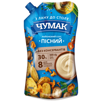 Майонезний соус ЧУМАК Пісний 30% ДП 300г Майонезний соус ЧУМАК Пісний 30% ДП 300г