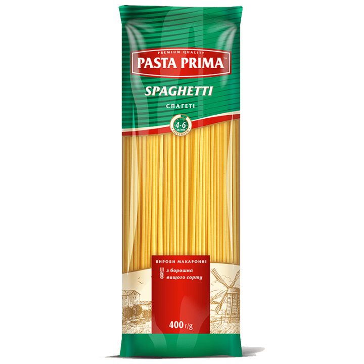 Макарони Pasta Prima Спагеті ПУ 400г