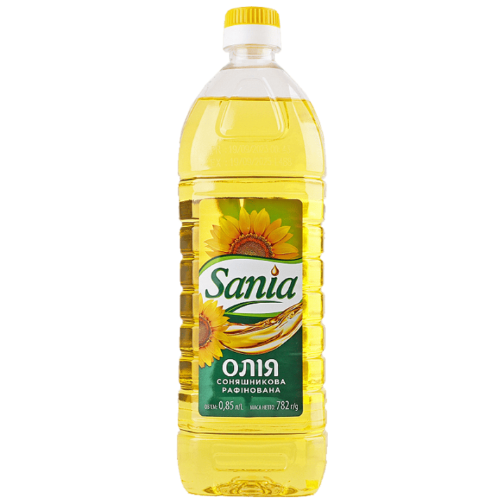 Олія соняшникова Sania рафінована дезодорована ПЕТ 0,85л