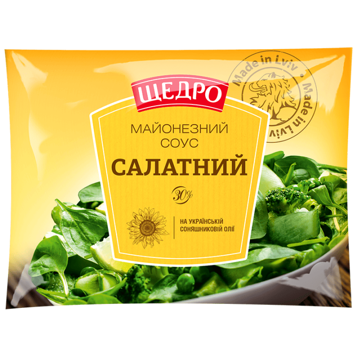 Майонезний соус Щедро 30% жиру Салатний, ф/п 190г
