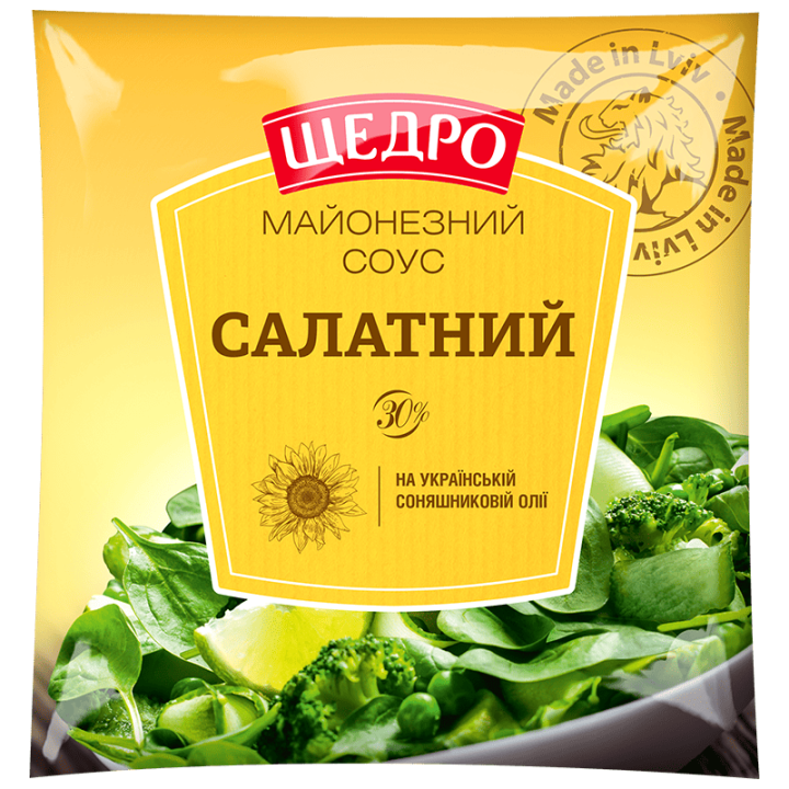 Майонезний соус Щедро Салатний 30% ф/п 300г