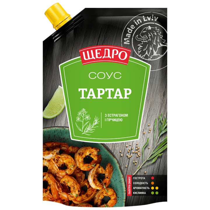 Майонезний соус Щедро Тартар 30% дой-пак 200г