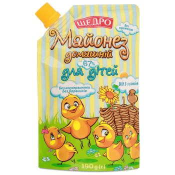Майонез Щедро Дитячий 67% д/п 190 г